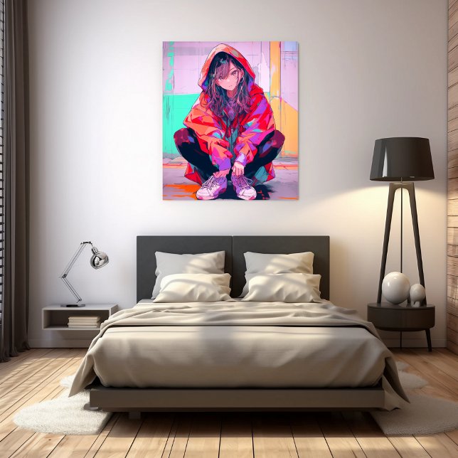 Red Hoodie JK Art Panel Art Panel|Sushi Musume Gen Canvas Print (Creator Uploaded)