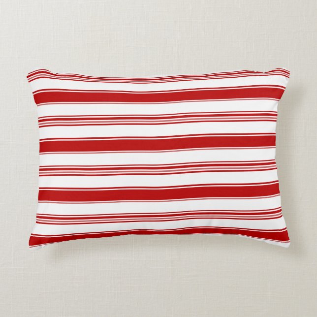 Red Horizontal Stripes Decorative Cushion (Front)
