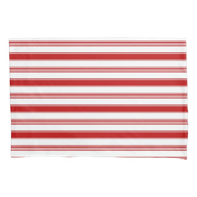 Red Horizontal Stripes (large scale) Pillowcase (Front-Left)