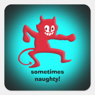 Red Horned Imp, Pointed Tail, sometimes naughty Square Sticker