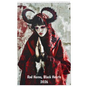 Red Horns, Black Hearts - Gothic Style Calendar