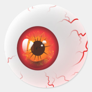 Red Horror Eyeball Classic Round Sticker
