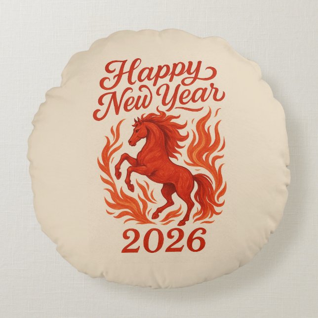 Red Horse 2026 Round Cushion (Front)