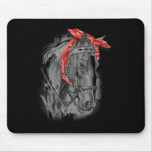 Red Horse Bandanna For Horseback Riding Mouse Mat
