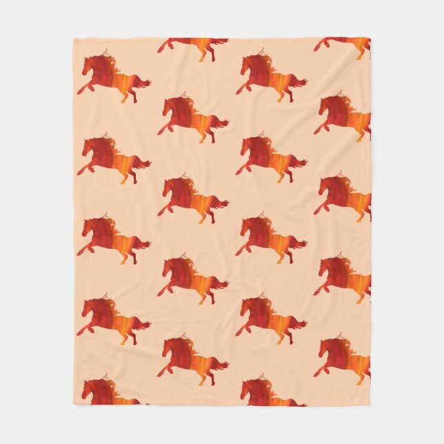 Red horse, fire horse art Fleece Blanket (Front)