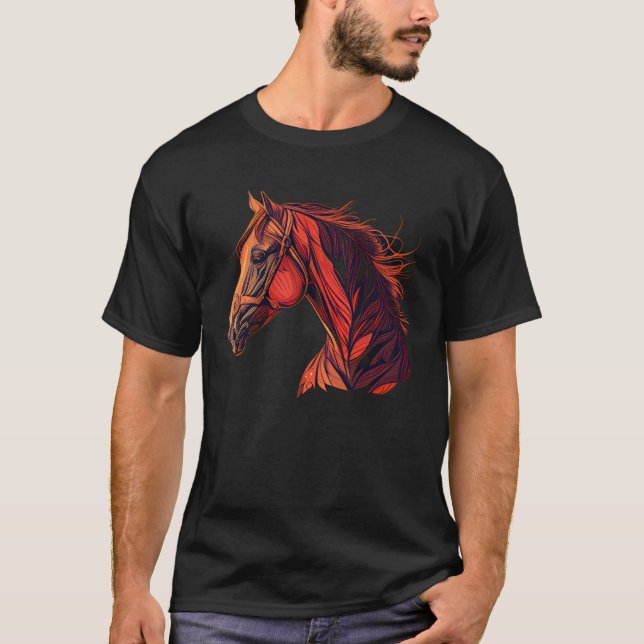 Red Horse  Horseback Riding Equestrian Cowgirl Fun T-Shirt (Front)