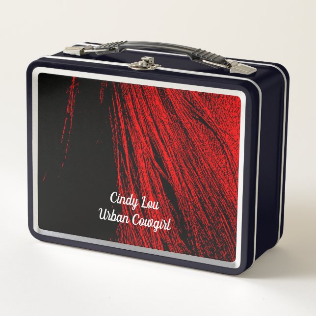 Red Horse Mane Abstract Metal Lunchbox (Front)