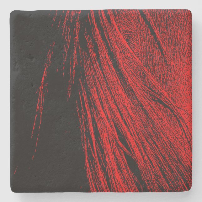 Red Horse Mane Abstract Stone Coaster (Front)