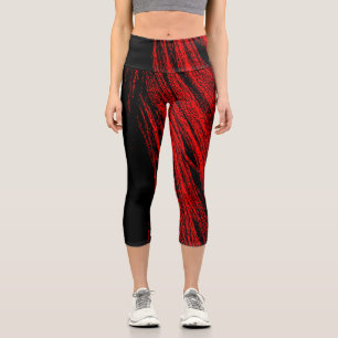 Red Horse Mane Abstract Women's Capri Leggings