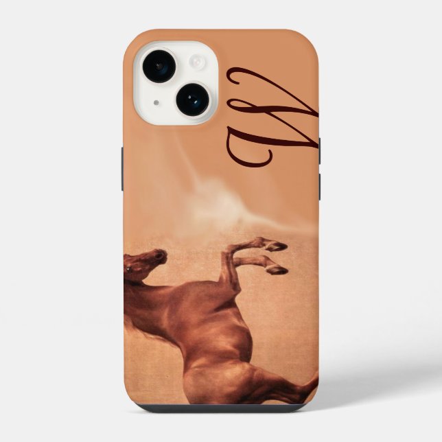 RED HORSE Parchment Monogram iPhone Case (Back)