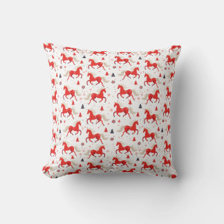 Red Horses Design Cushion