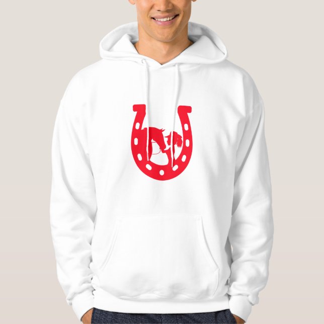 Red Horseshoe Girl and Horse Hoodie (Front)