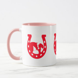 Red Horseshoe Girl and Horse Mug