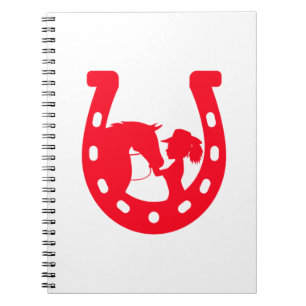 Red Horseshoe Girl and Horse Notebook