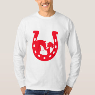 Red Horseshoe Girl and Horse T-Shirt