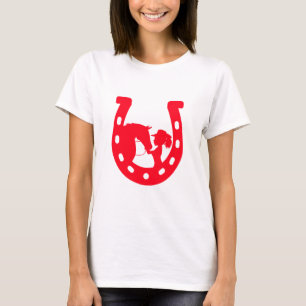 Red Horseshoe Girl and Horse T-Shirt