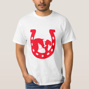 Red Horseshoe Girl and Horse T-Shirt
