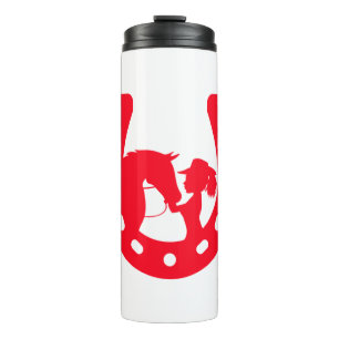 Red Horseshoe Girl and Horse Thermal Tumbler