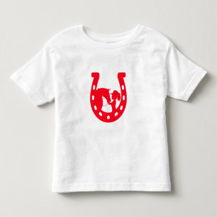 Red Horseshoe Girl and Horse Toddler T-Shirt
