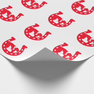 Red Horseshoe Girl and Horse Wrapping Paper