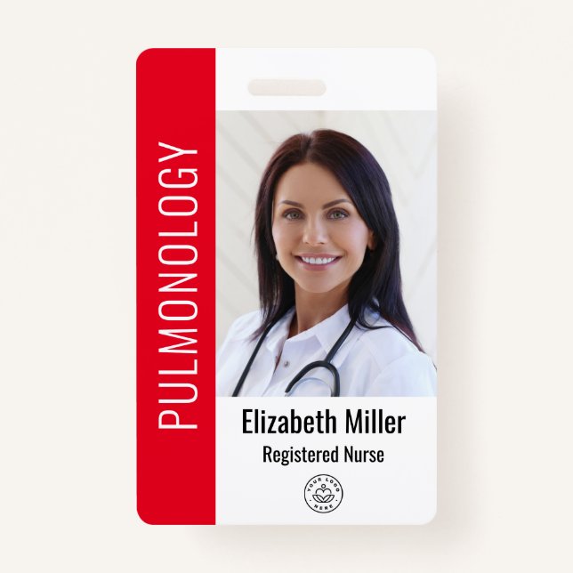 Red Hospital Medical Employee Photo ID ID Badge (Front)