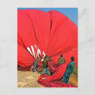 Red Hot Air Balloon - Gathering and Packing (4) Postcard