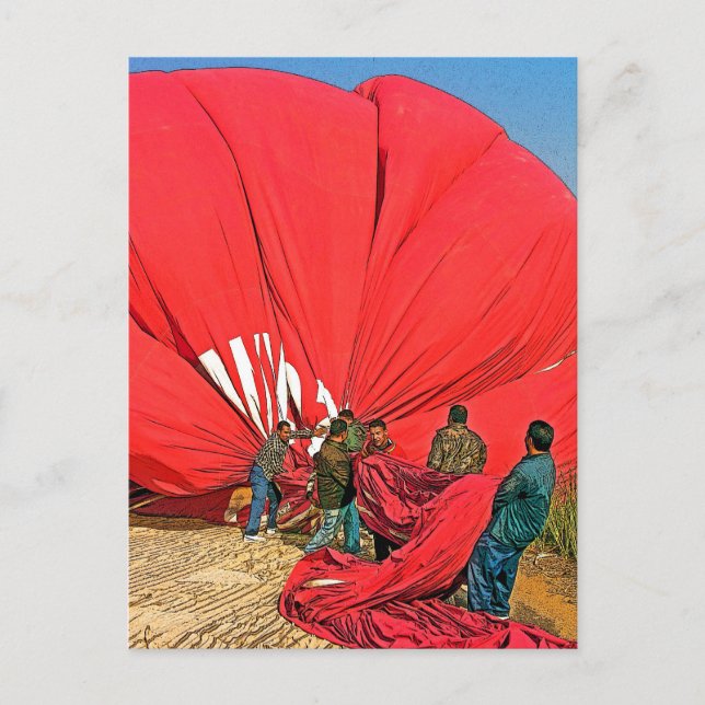 Red Hot Air Balloon - Gathering and Packing (4) Postcard (Front)