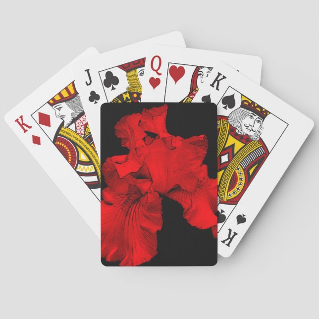 Red Hot Bearded Iris Flower  Playing Cards (Back)