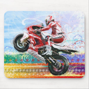 RED HOT BIKER MOUSE MAT