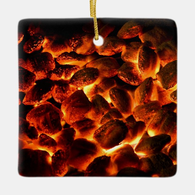 Red Hot Burning Coals Ceramic Tree Decoration (Front)