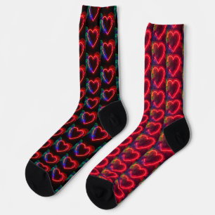 Red Hot Burning Hearts on Valentine's Mismatched Socks