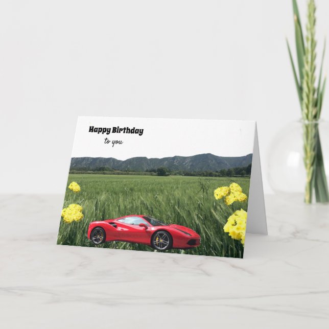 Red Hot Car Birthday Card (Front)