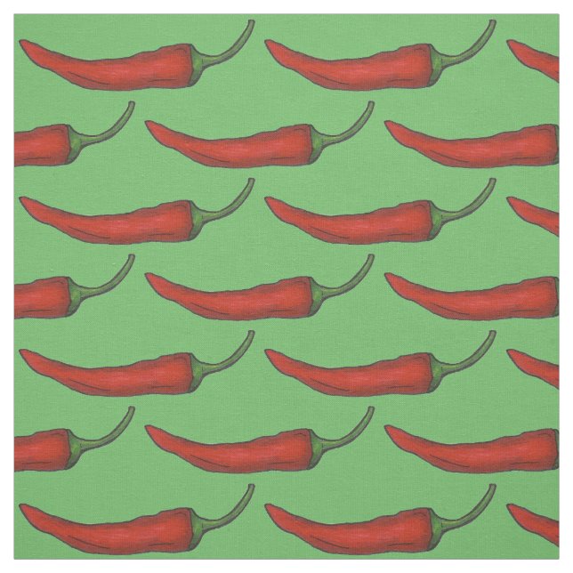 Red Hot Cayenne Chilli Peppers Pepper Fabric (Swatch)