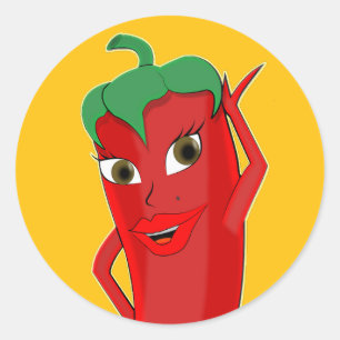 Red Hot Chili Pepper Diva Classic Round Sticker