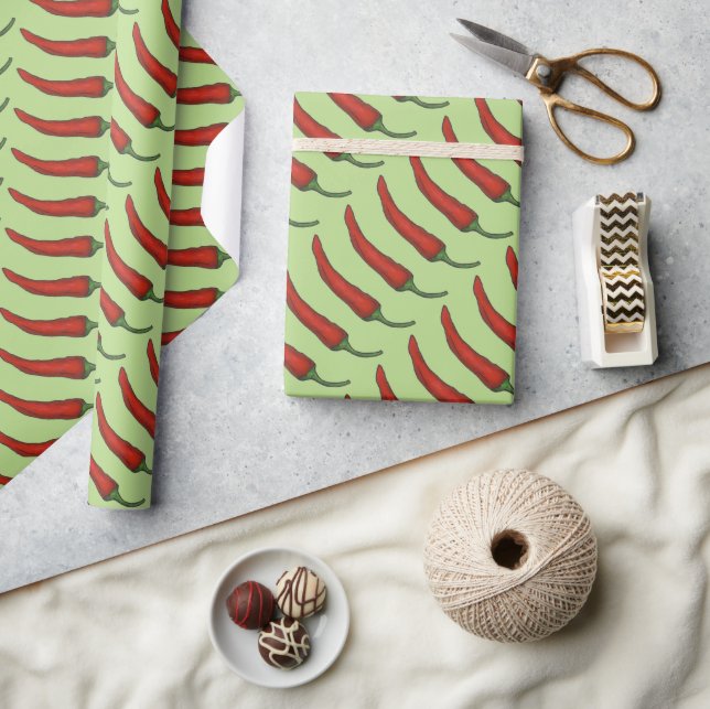 Red Hot Chilli Pepper Chile Chilli Vegetable Veg Wrapping Paper (Crafts)