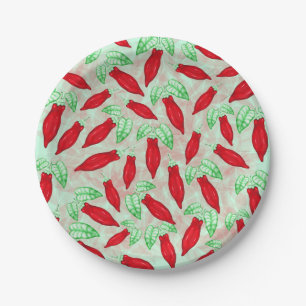 Red Hot Chilli Pepper Decorative Pattern Paper Plate