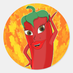 Red Hot Chilli Pepper Diva Classic Round Sticker