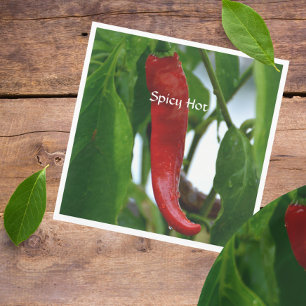 Red Hot Chilli Pepper Green Red White Photographic Napkin