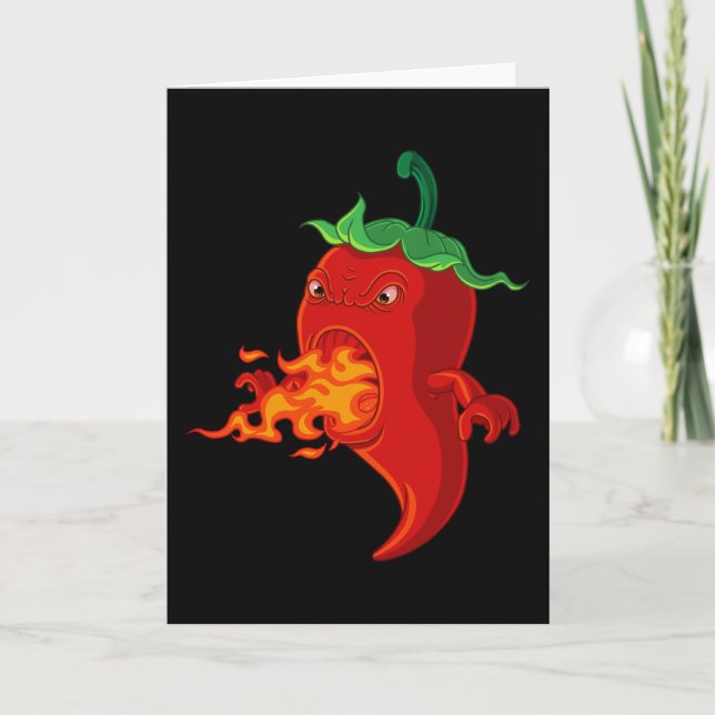 red hot chilli pepper with flame card (Front)