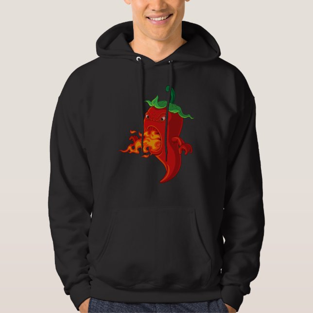 red hot chilli pepper with flame hoodie (Front)