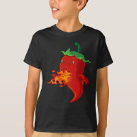 red hot chilli pepper with flame