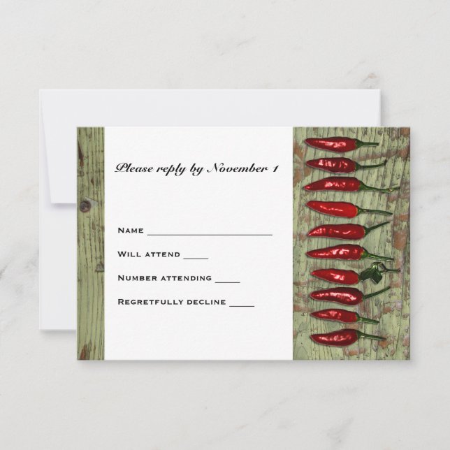 Red Hot Chilli Peppers Wood Look RSVP Card (Front)