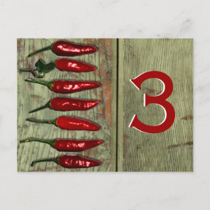 Red Hot Chilli Peppers Wood Look Table Number Postcard