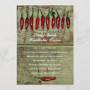 Red Hot Chilli Peppers Wood Look Wedding Invitatio Invitation