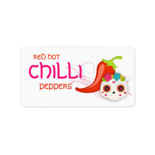Red Hot Chilli Sauce Pepper Skull Label