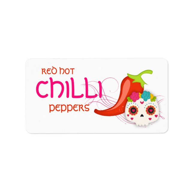 Red Hot Chilli Sauce Pepper Skull Label (Front)