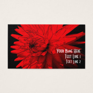 Red Hot Dahlia Flower Art Business Card