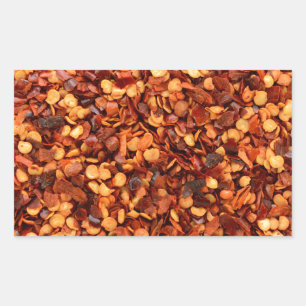 Red hot dried chilli flakes rectangular sticker