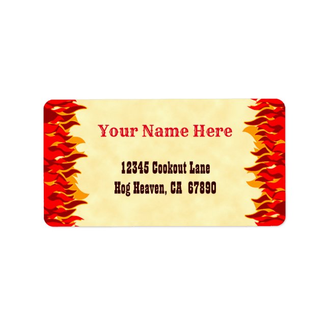 Red Hot Flames Custom Editable Address Labels (Front)