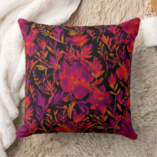 Red hot floral pattern cushion